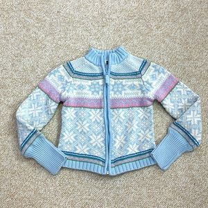 Gap Snowflake Zip Front Sweater